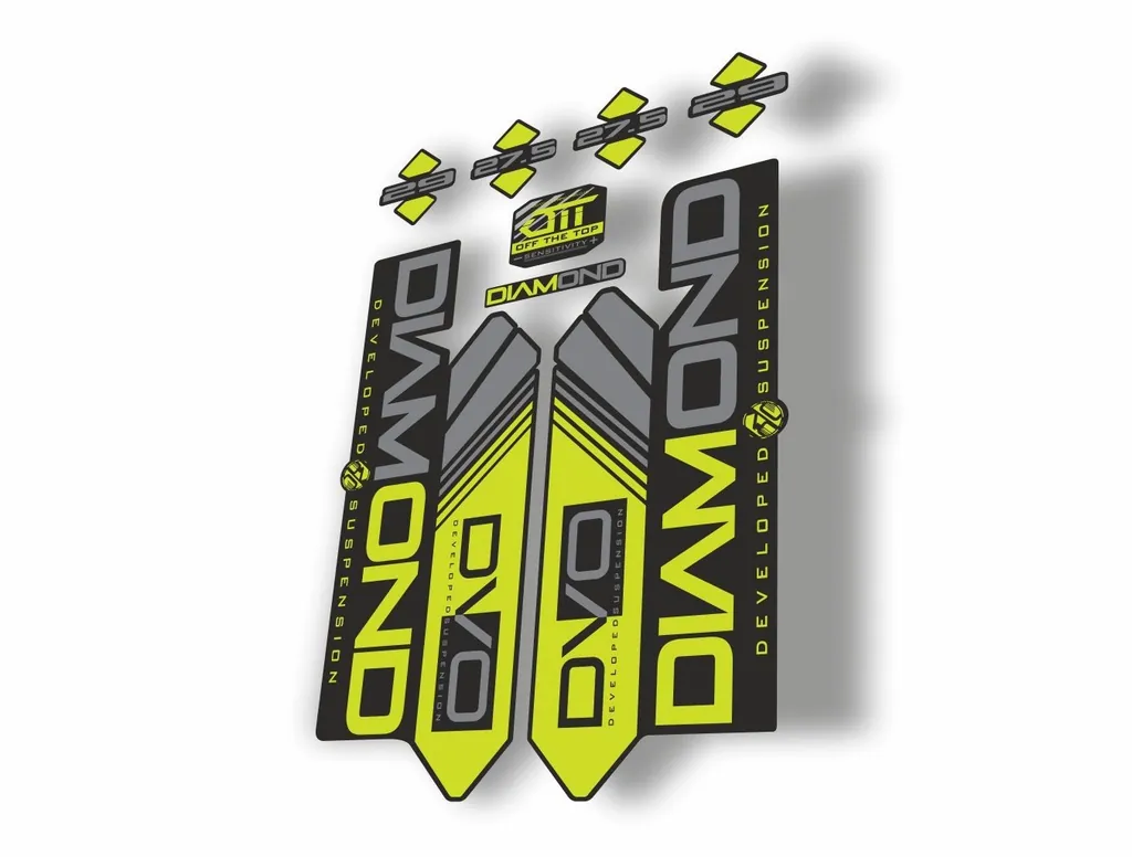 DVO 2016 Diamond 27.5 - 29 Fork Suspension Sticker Decal Kit Adhesive Lime Green