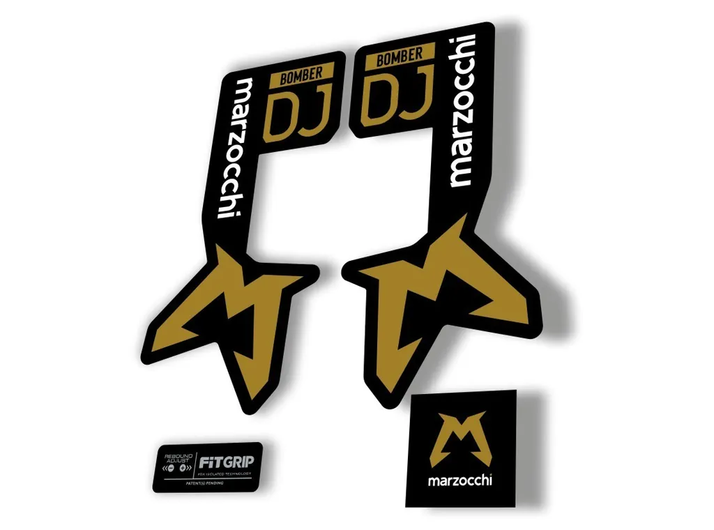 Marzocchi Bomber DJ 2025 Fork Suspension Sticker Decal Kit Adhesive Gold