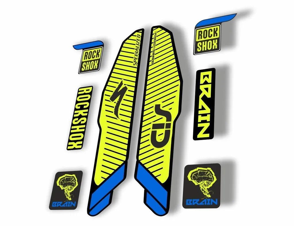 Rock Shox SID Brain 2015 Mountain Bike Cycling Decal Sticker Adhesive Lime Blue