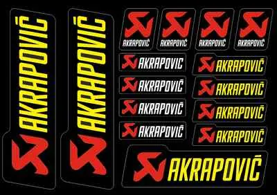 Akrapovic Decals Stickers for Exhaust Graphic Set Vinyl Adhesive 15 Pcs