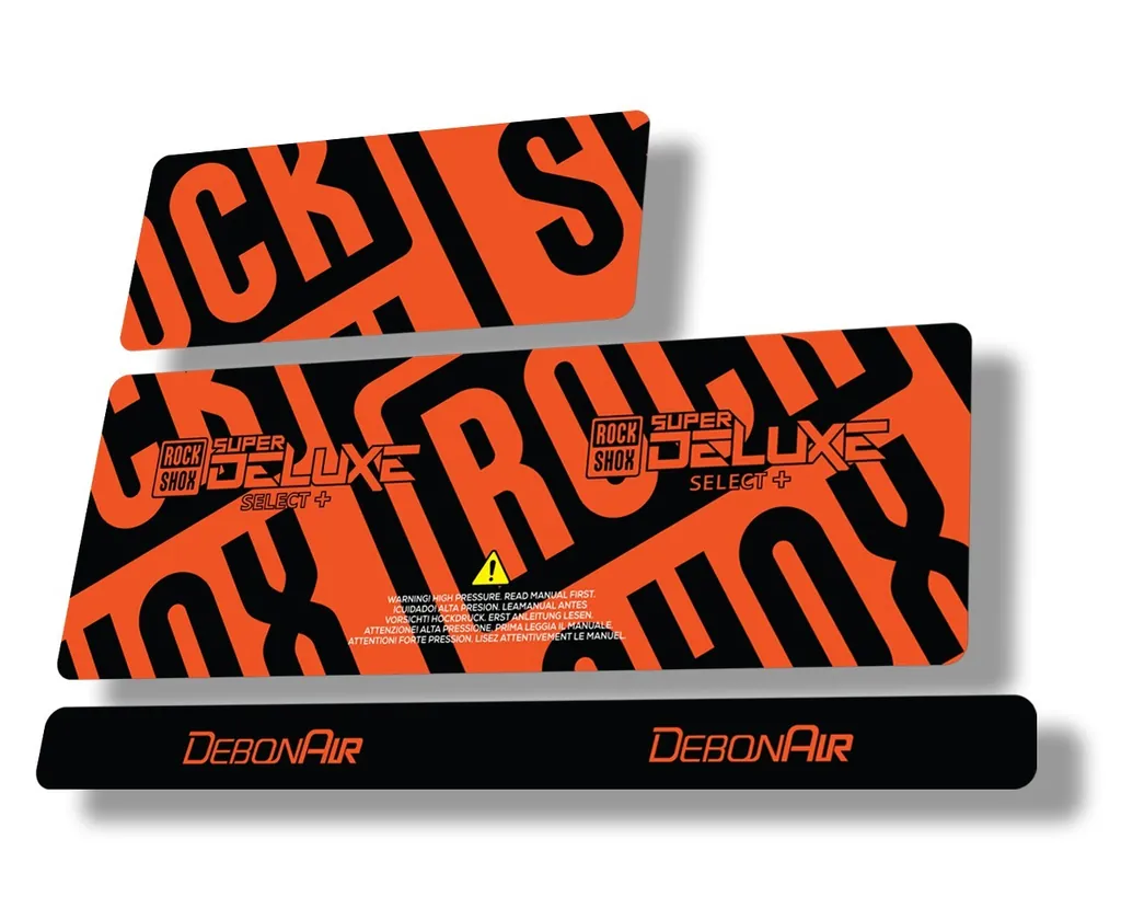 Rock Shox Super Deluxe Select Plus 2020 Rear Shock Decal Sticker Set Orange