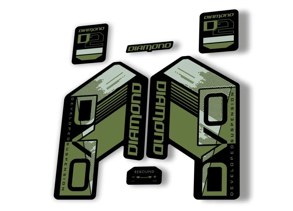 DVO Diamond D2 2020 Fork Suspension Sticker Decal Kit Adhesive Olive