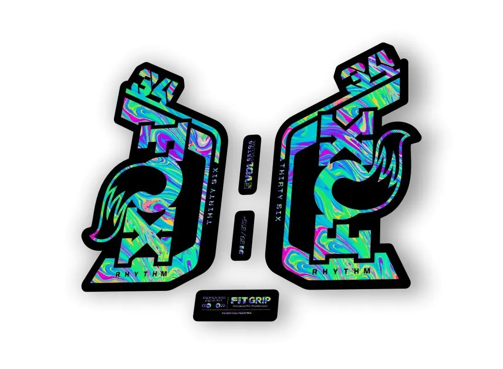 Fox 34 Rhythm 2024 Fork Suspension Factory Decal Sticker Adhesive Oil Slick 1