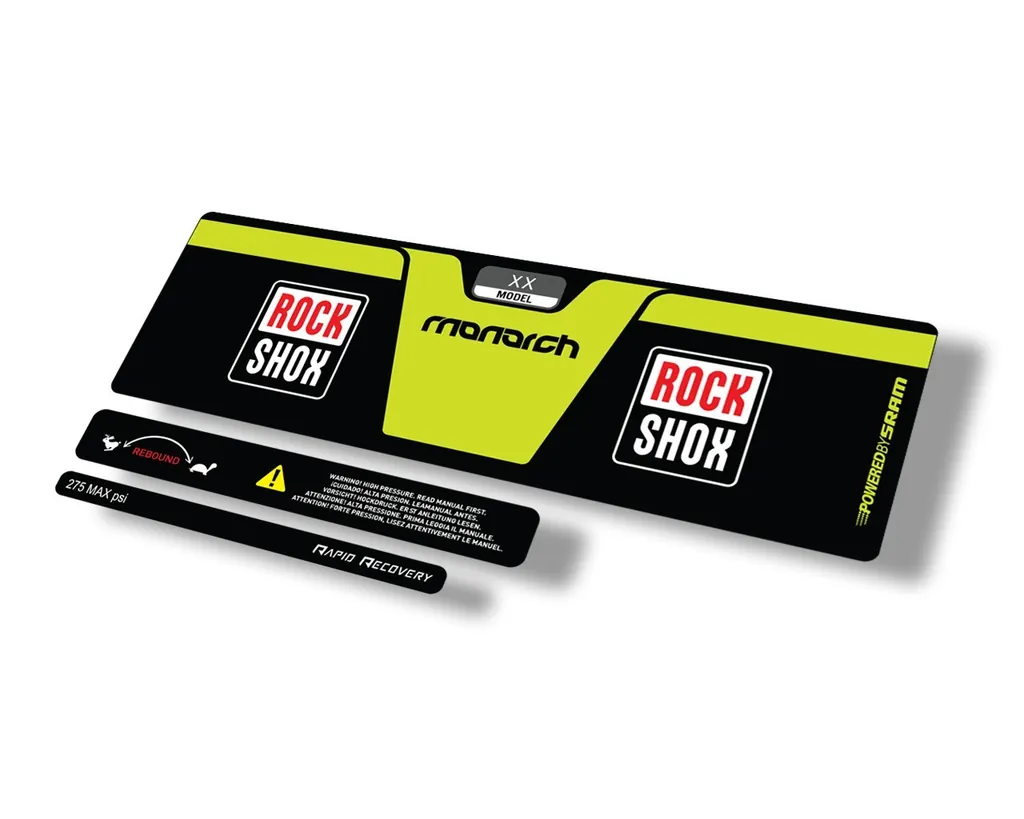 Rock Shox 2014 Monarch XX Rear Shock Decal Sticker Adhesive Set Lime Green