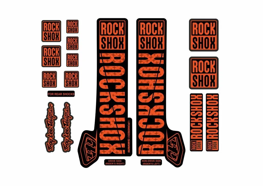 Rock Shox Troy Lee Fork Decal Mountain Bike Cycling Sticker Adhesive Orange