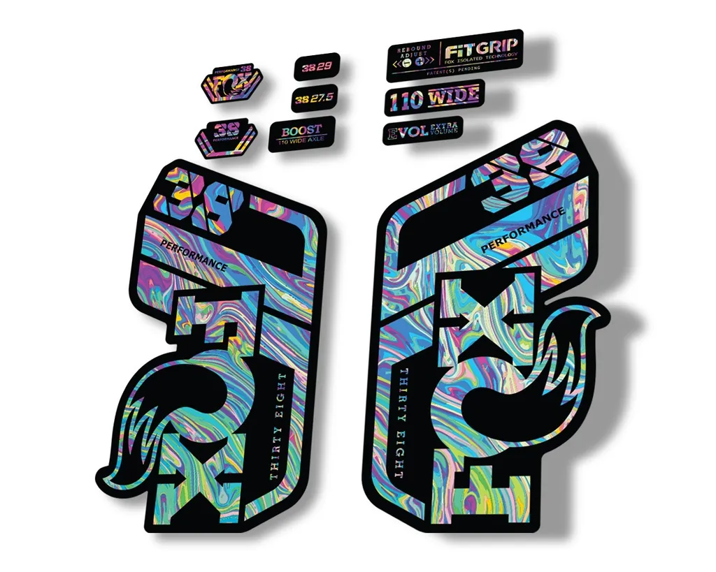 FOX 38 Performance 2021 Forks Suspension Factory Decal Sticker Oil Slick1