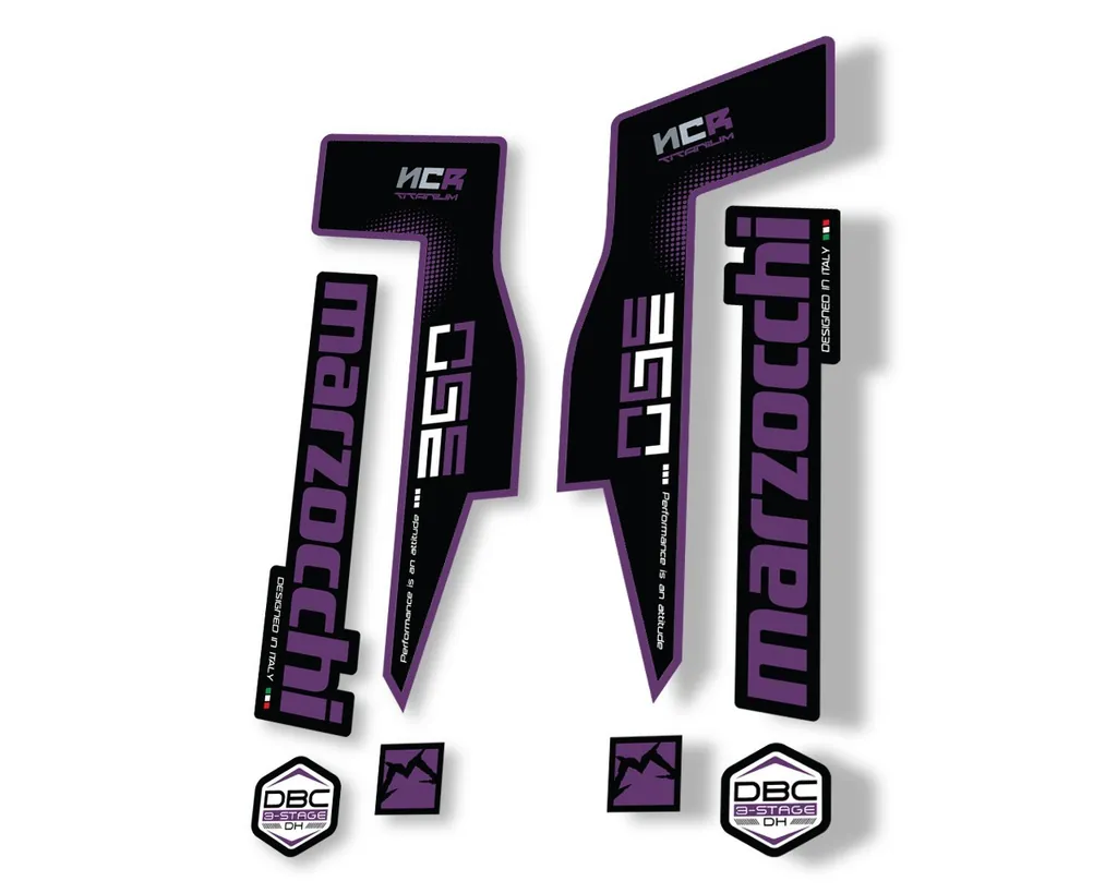 Marzocchi 350 NCR Titanium Fork Suspension Sticker Decal Adhesive Kit Purple