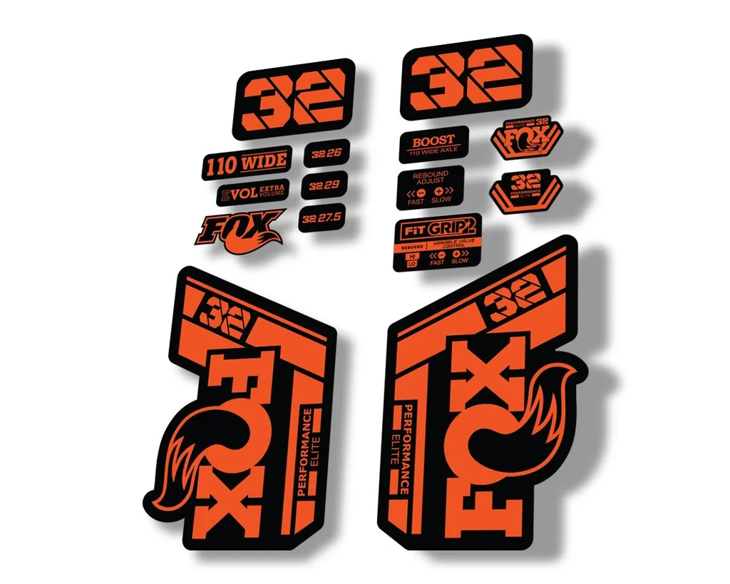 FOX 32 Performance Elite 2021 Factory Fork Decals Suspension Sticker Orange