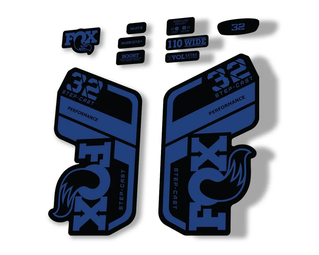 FOX 32 Step Cast Perf. 2021 Factory Fork Decals Suspension Sticker Dark Blue