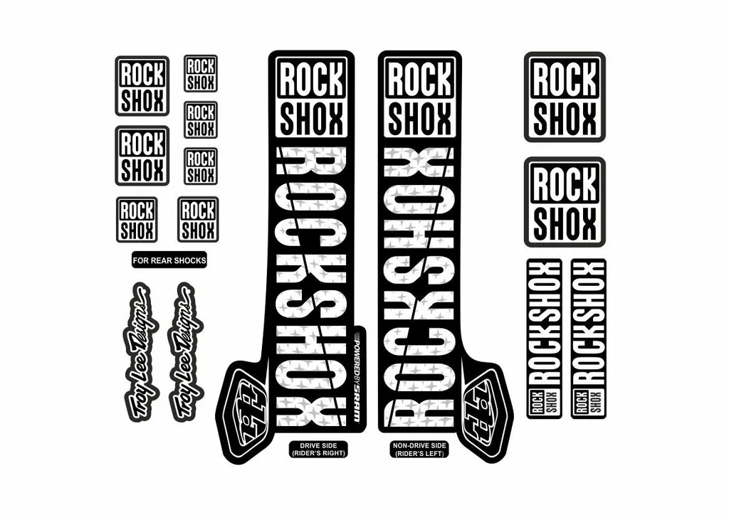 Rock Shox Troy Lee Fork Decal Mountain Bike Cycling Sticker Adhesive White
