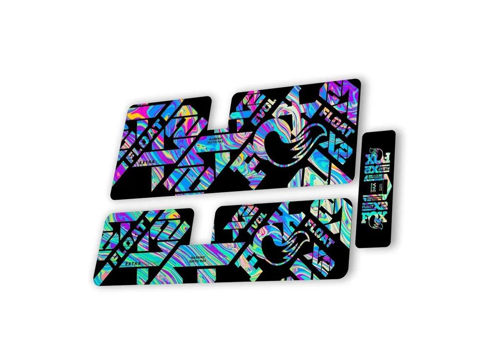 FOX X2 Performance Elite 2021 Rear Shock Suspension Sticker Decal Kit Oil Slick1