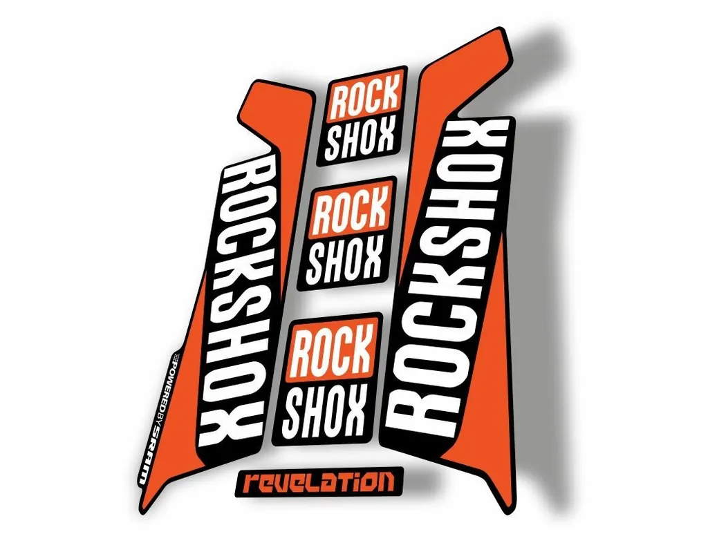 Rock Shox REVELATION 2016 Mountain Bike Cycling Decal Kit Sticker Adhesiv Orange