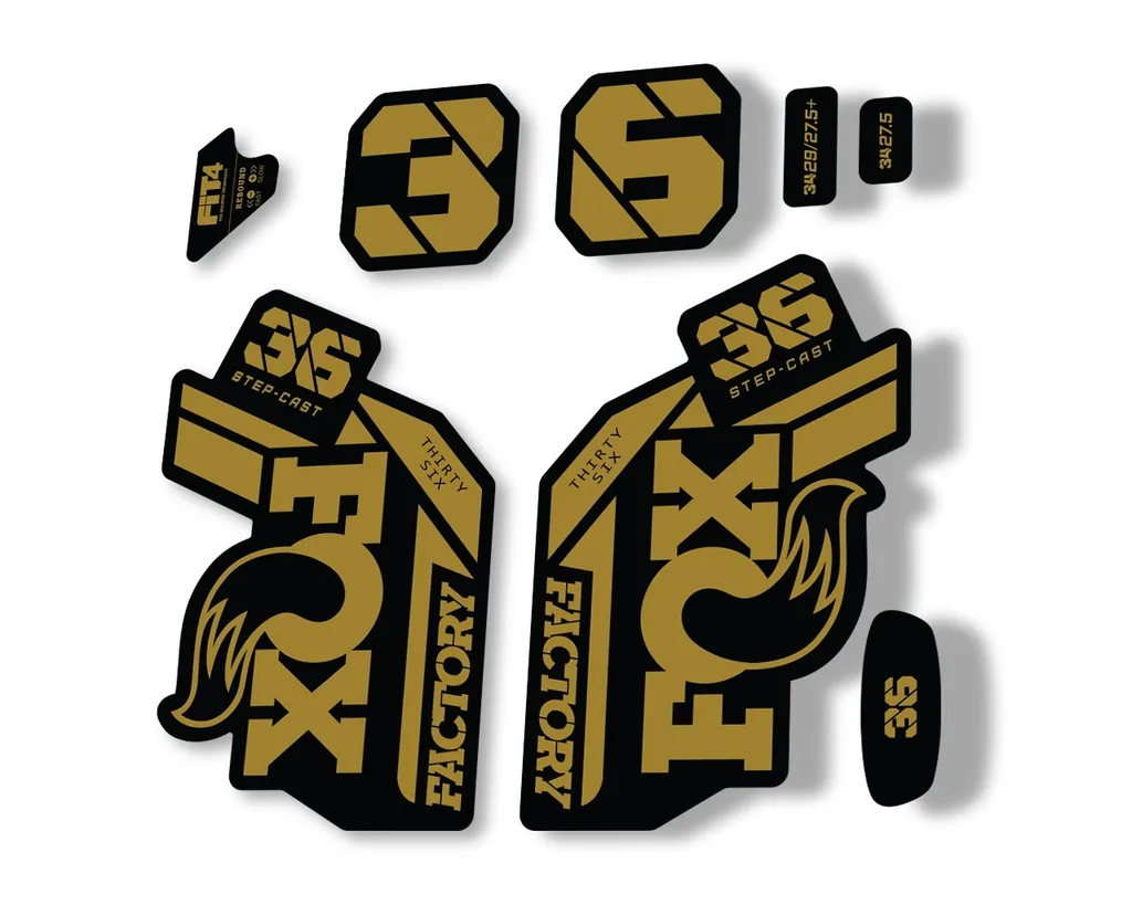 FOX 36 Step Cast SC 2021 Factory Fork Decals Suspension Sticker Adhesive Gold