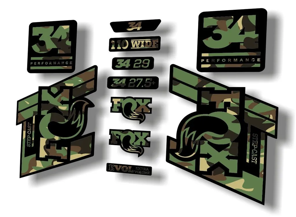 FOX 34 Step Cast SC 2020 Fork Suspension Factory Decal Sticker Set Camo
