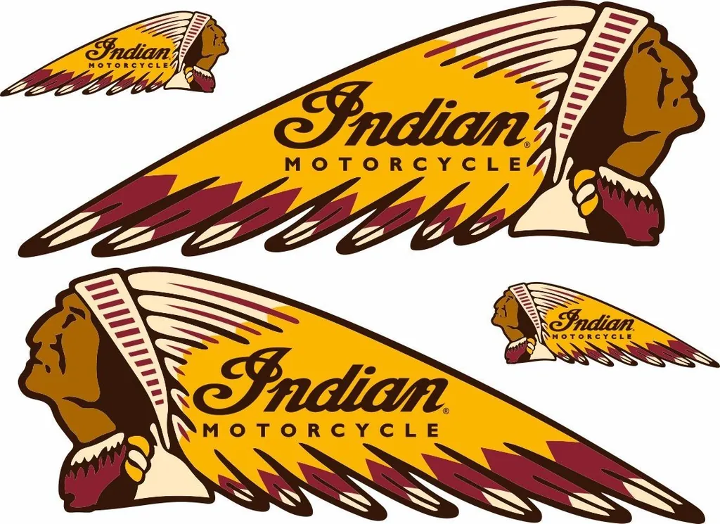 INDIAN WAR BONNET Motorcycles Vinyl Decal Adhesive Sticker 11" x 4" - 4 Pcs