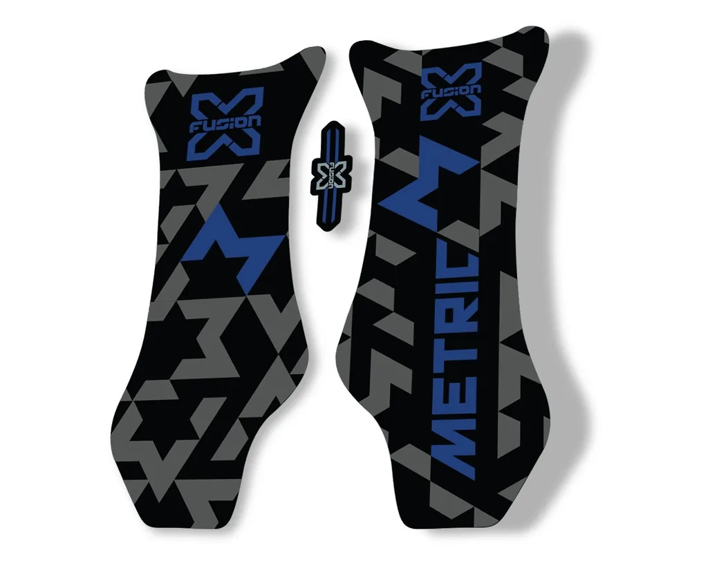 X Fusion Metric 2018 Front Shock Suspension Sticker Factory Decal Dark Blue