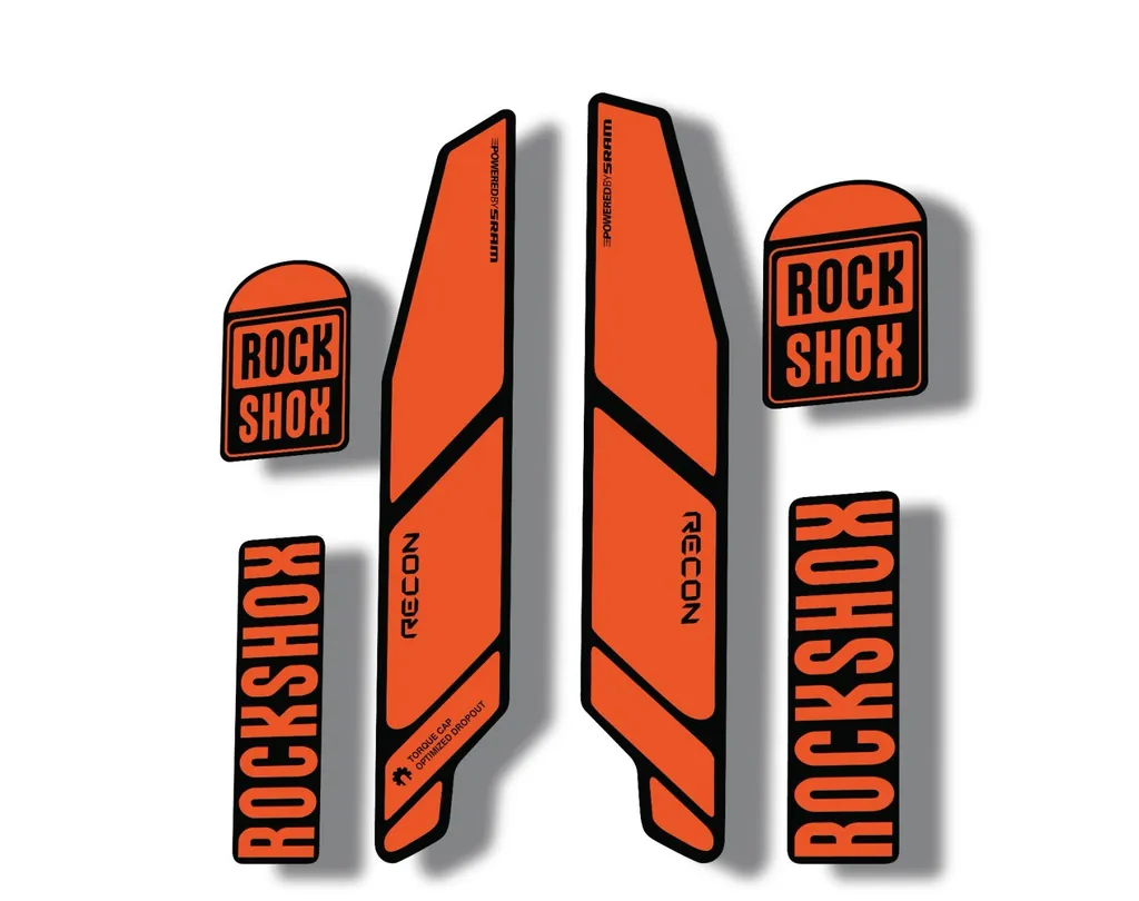 Rock Shox RECON 2014 Mountain Bike Cycling Decal Kit Sticker Adhesive Orange