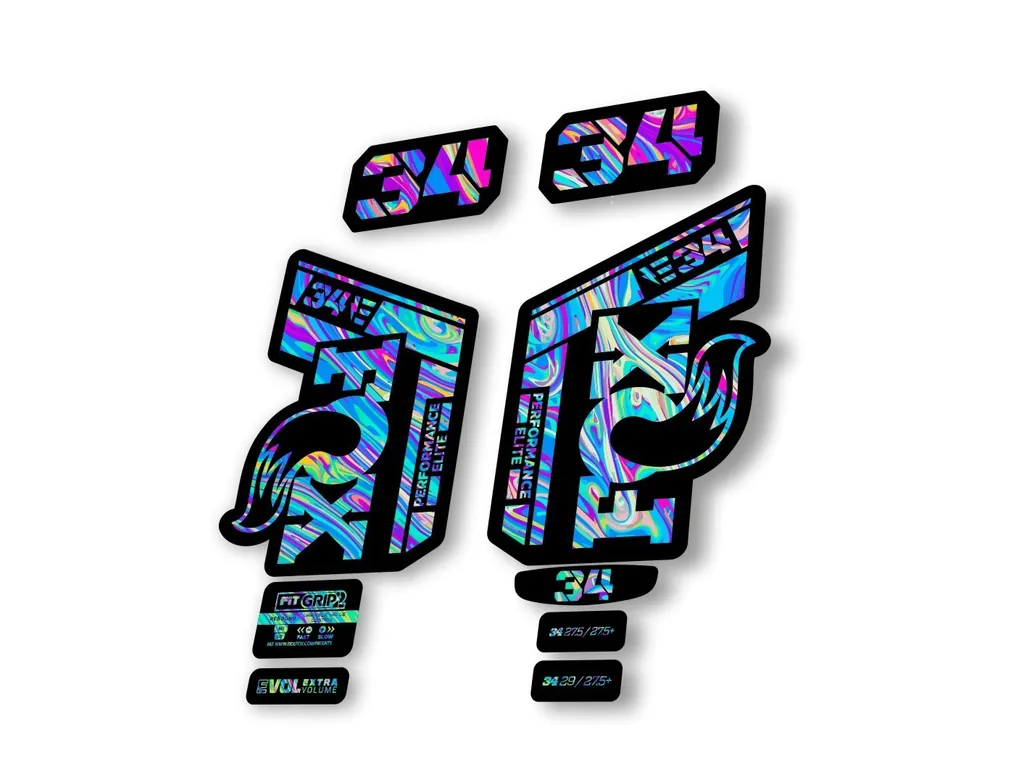 Fox 34 2022 Performance Elite E Bike Fork Decals Suspension Sticker Oil Slick 1