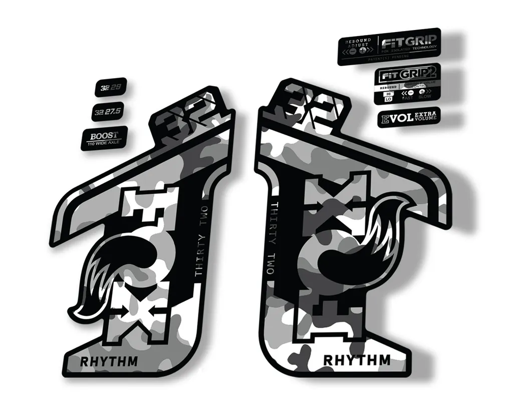 FOX 32 Rhythm 2021 Factory Fork Decals Suspension Sticker White Camo