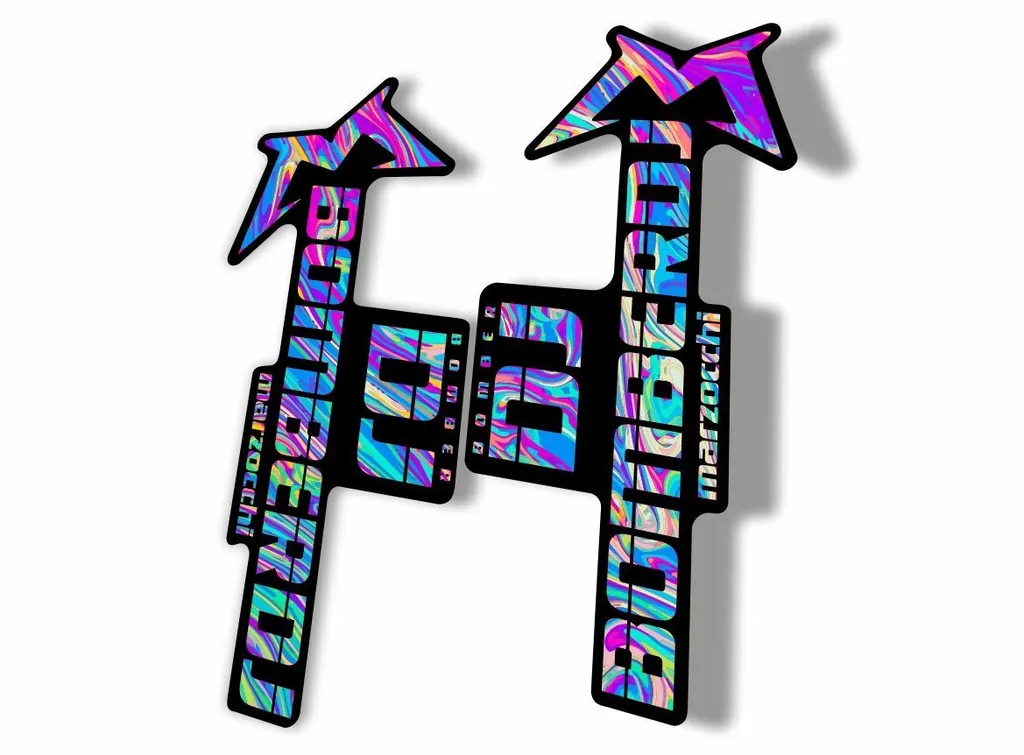 Marzocchi Bomber DJ 2020 Fork Suspension Sticker Decal Kit Adhesive Oil Slick 1