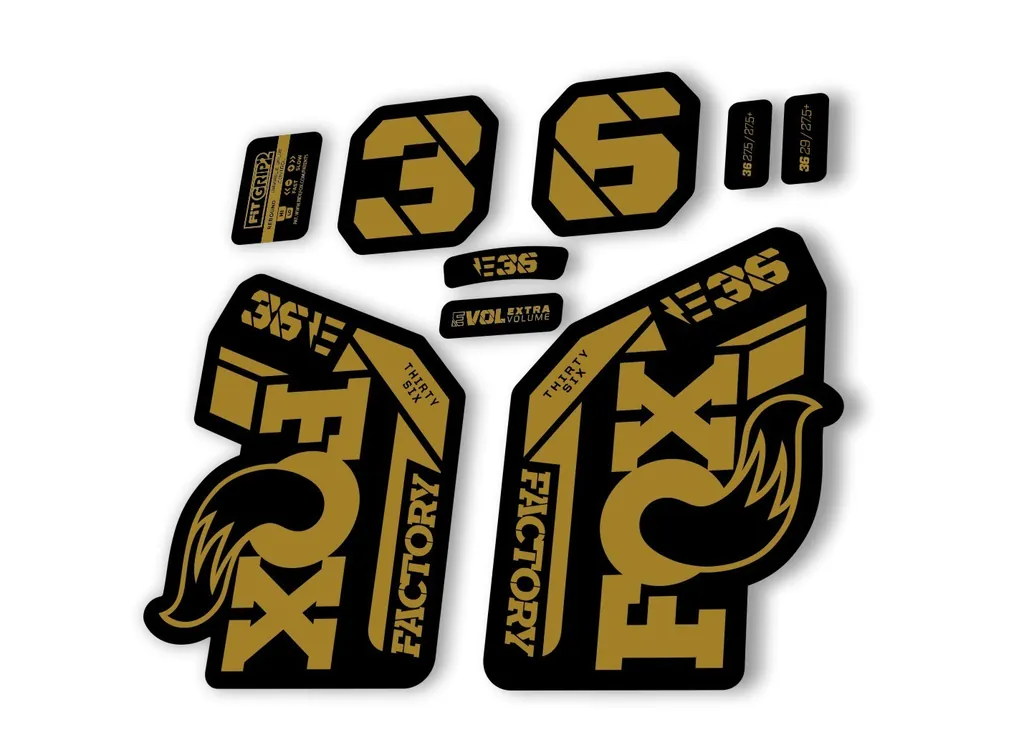 FOX 36 E-Bike Fork Decal Sticker Set 2021 Factory MTB Suspension Graphics – Gold