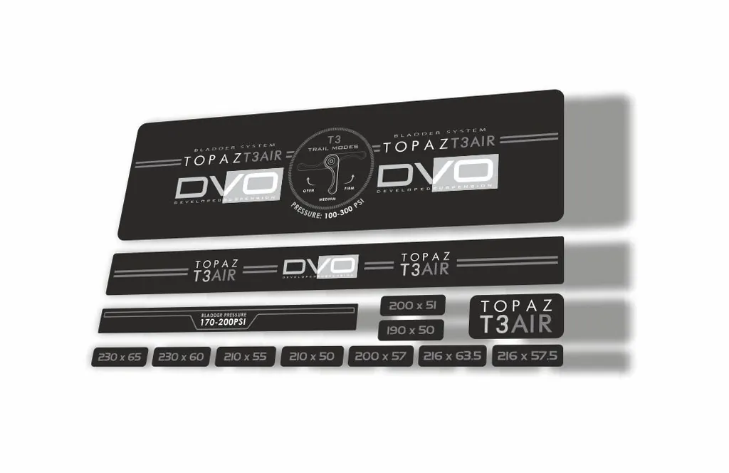DVO 2016 Topaz T3 Air Rear Shock Suspension Sticker Factory Decal Adhesive Gray