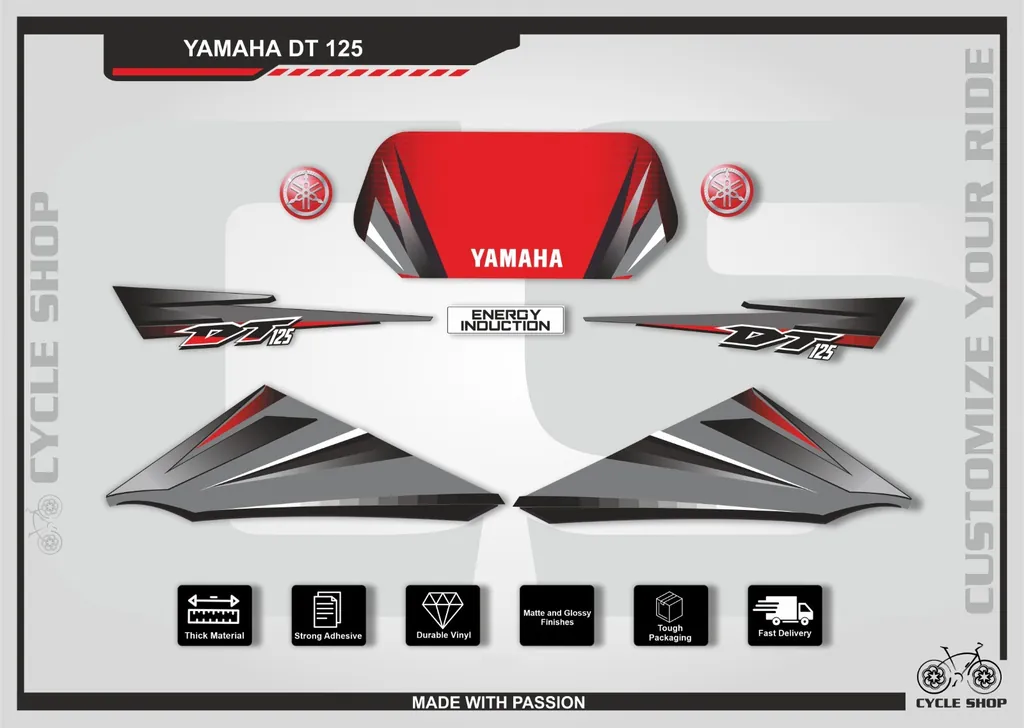 Fits Yamaha DT 125 Full Graphic Kit Decal Sticker Wrap Set