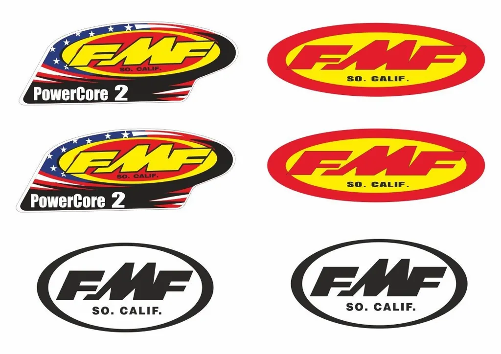 FMF Racing Exhaust Decal Set Sticker Vinyl Graphic Logo Adhesive Kit 6 Pcs
