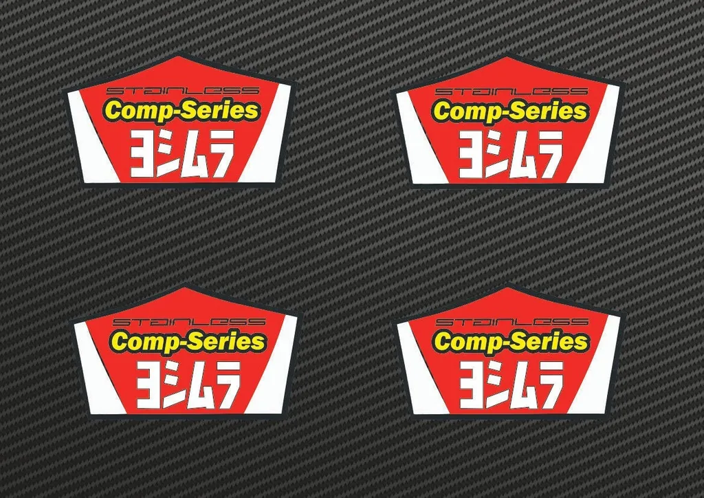 Yoshimura NEW Exhaust Muffler Decal RS-2 Comp Series Replacement Sticker 4X Pack