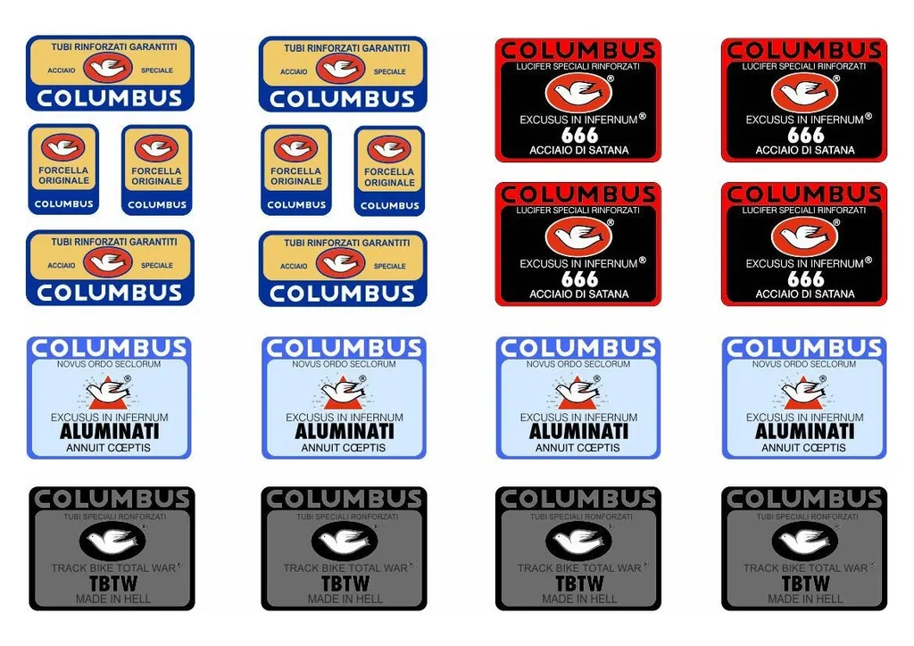 Columbus Bike Bicycle Frame Tube Decals Factory Stickers Adhesive Vinyl Full Set