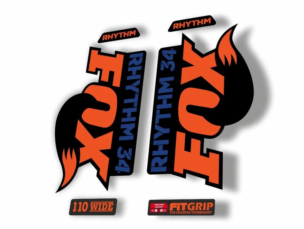 FOX 34 Rhythm 2018 Forks Suspension Factory Decal Sticker Adhesive Orange Blue