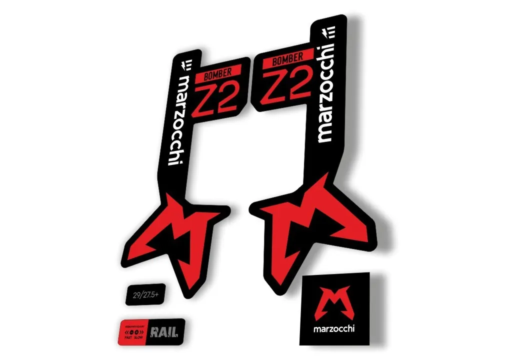 Marzocchi Bomber Z2 Eoptimized 2025 Fork Suspension Sticker Decal Kit Red