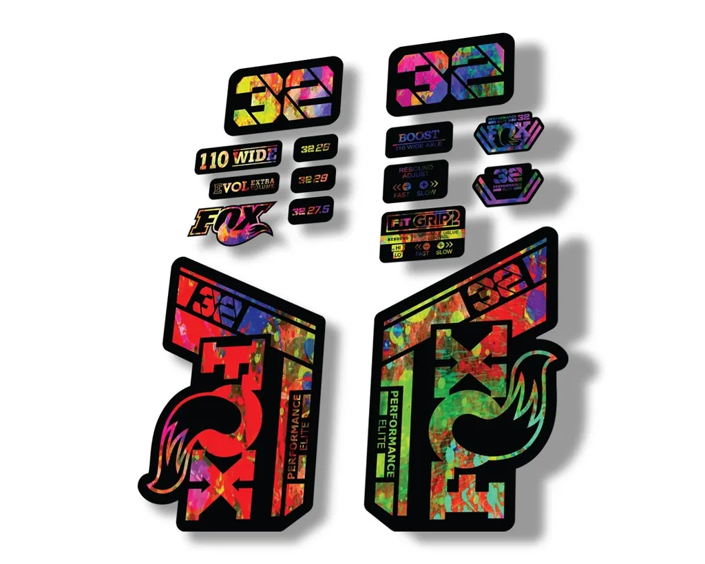 FOX 32 Performance Elite 2021 Factory Fork Decals Suspension Sticker Oil Slick