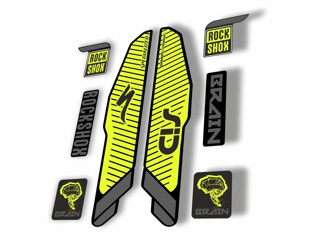 Rock Shox SID Brain 2015 Mountain Bike Cycling Decal Sticker Adhesive Lime Gray