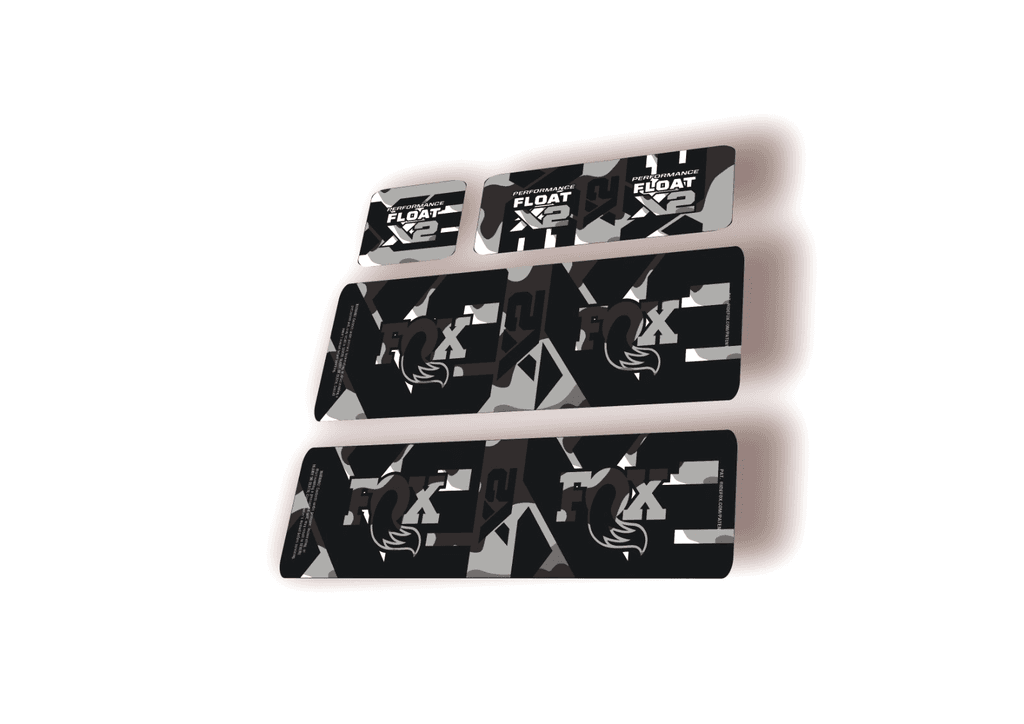 FOX Float X2 Performance 2026 Rear Shock Decal Sticker Kit Adhesive White Camo