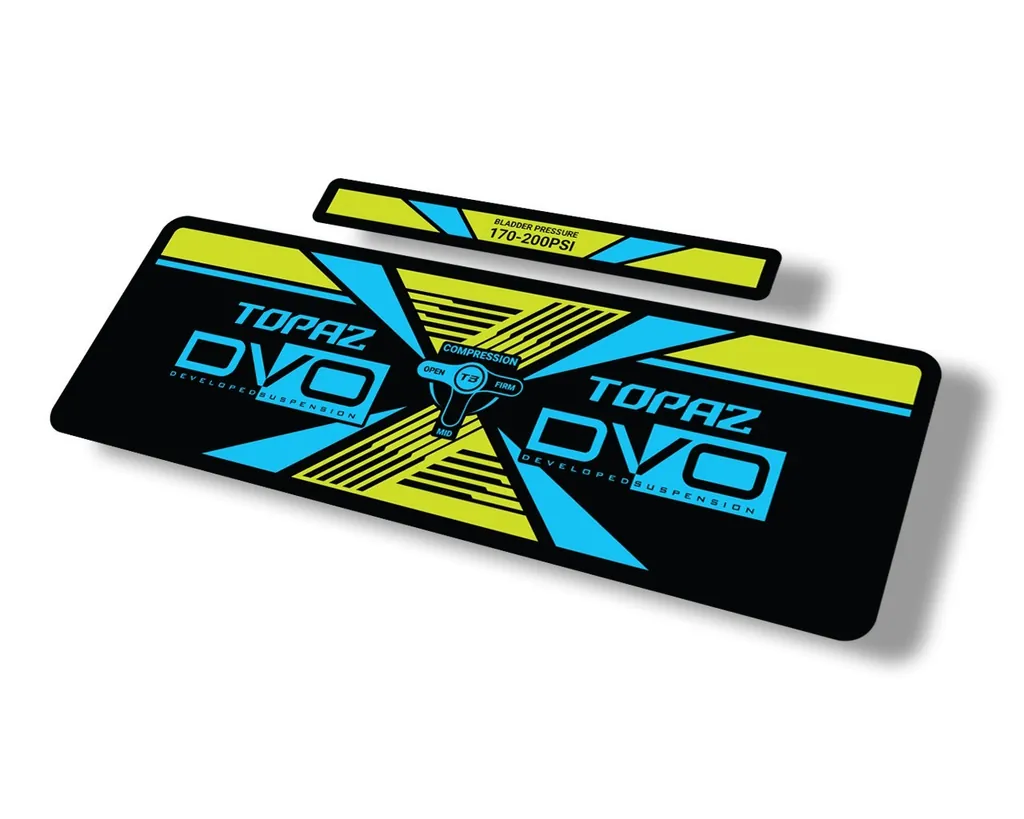 DVO 2020 Topaz AM Rear Shock Suspension Sticker Factory Decal Blue Yellow