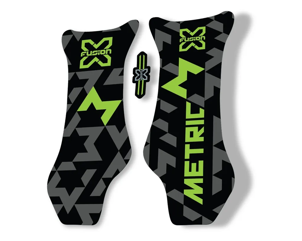 X Fusion Metric 2018 Front Shock Suspension Sticker Factory Decal Green