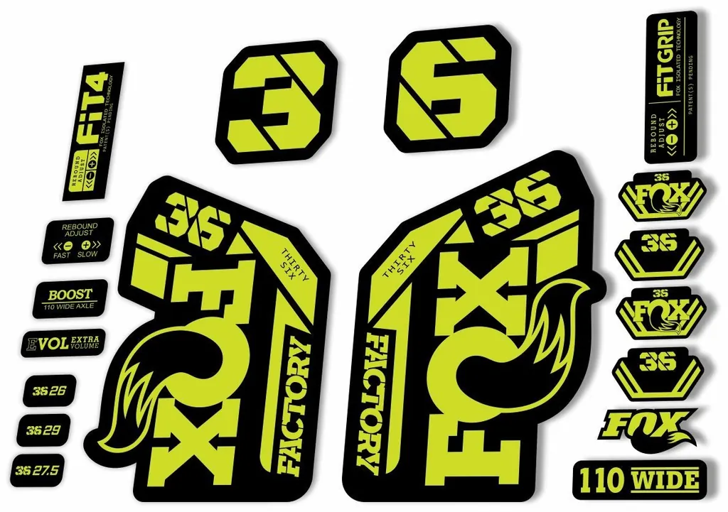 FOX 36 Fork Decal Sticker Set 2021 Factory MTB Suspension Graphics – Lime Green