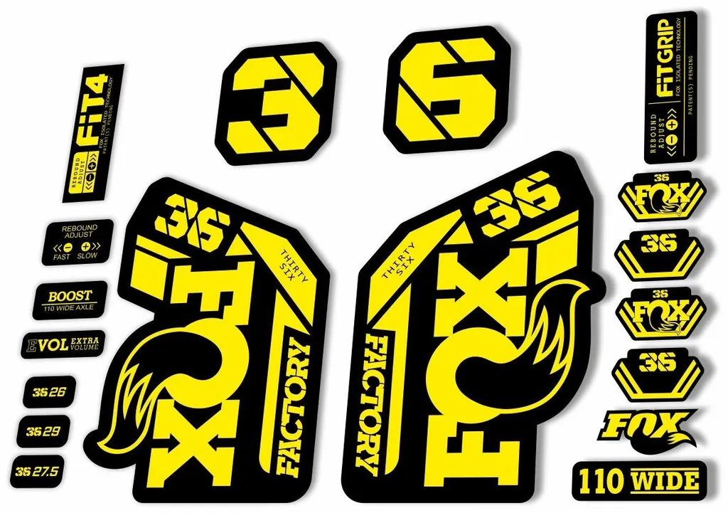 FOX 36 Fork Decal Sticker Set 2021 Factory MTB Suspension Graphics – Yellow