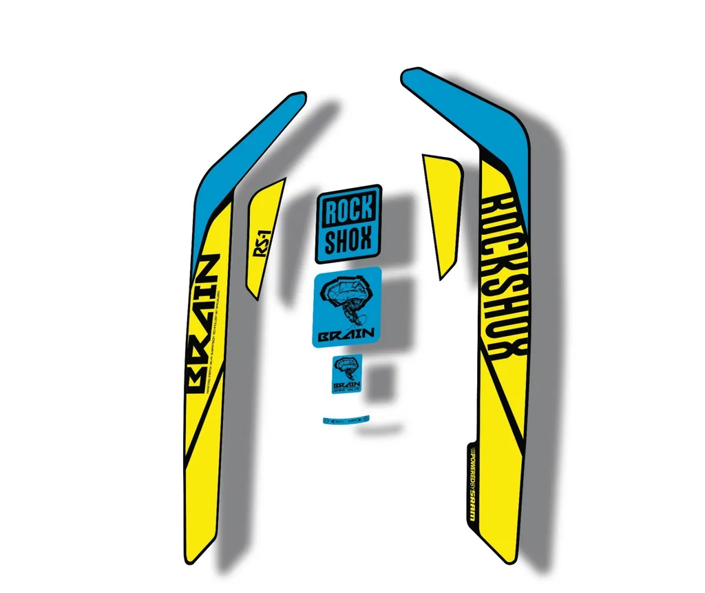 Rock Shox RS-1 Brain 2016-17 Mountain Bike Cycling Decal Sticker Yellow Blue
