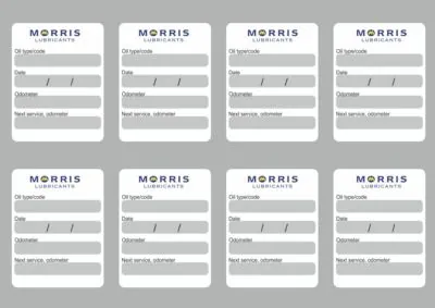 8x MORRIS Oil Change Service Reminder Decals Stickers Adhesive Labels Die Cut