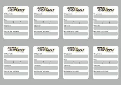 8x ROYAL PURPLE Oil Change Service Reminder Decals Adhesive Labels Die Cut