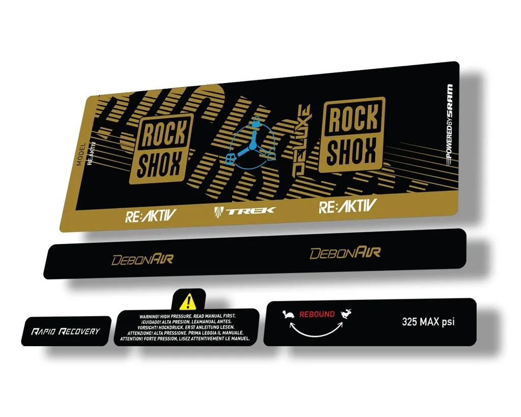 Rock Shox Deluxe RT3 RE AKTIV 2020 Rear Shock Decal Sticker Set Gold