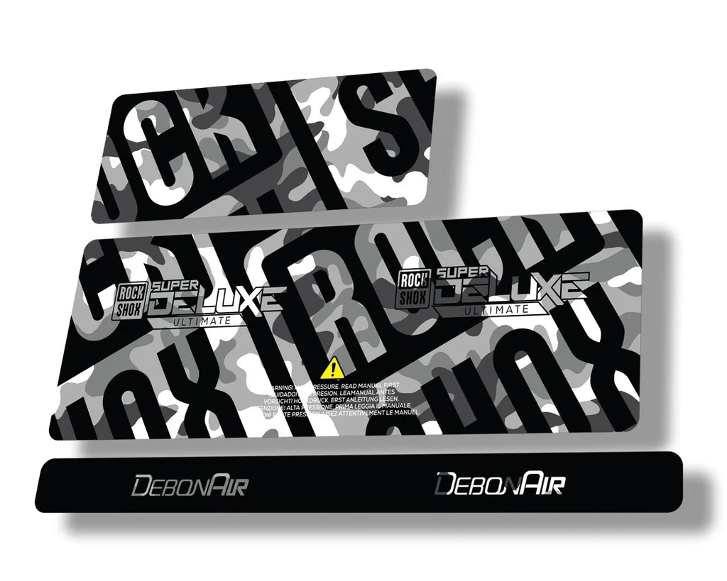 Rock Shox 2020 Super Deluxe Ultimate Rear Shock Decal Sticker Adhesiv White Camo