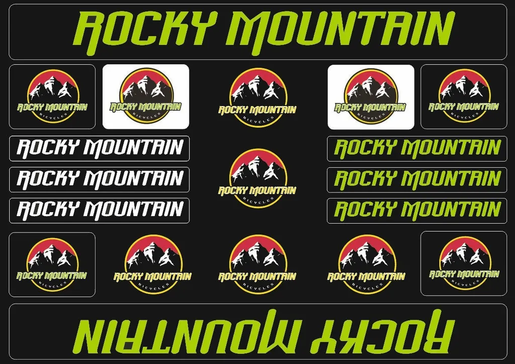 Bicycle Vinyl Stickers – Compatible with Rocky Mountain Bikes – Green