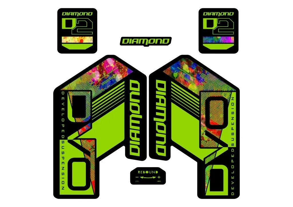 DVO Diamond D2 2020 Fork Suspension Sticker Decal Kit Adhesive Oil Slick