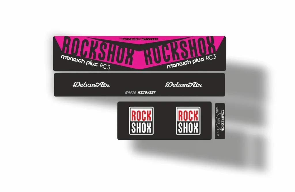 Rock Shox 2016 MONARCH Plus RC3 Rear Shock MTB Decal Sticker Adhesive Pink