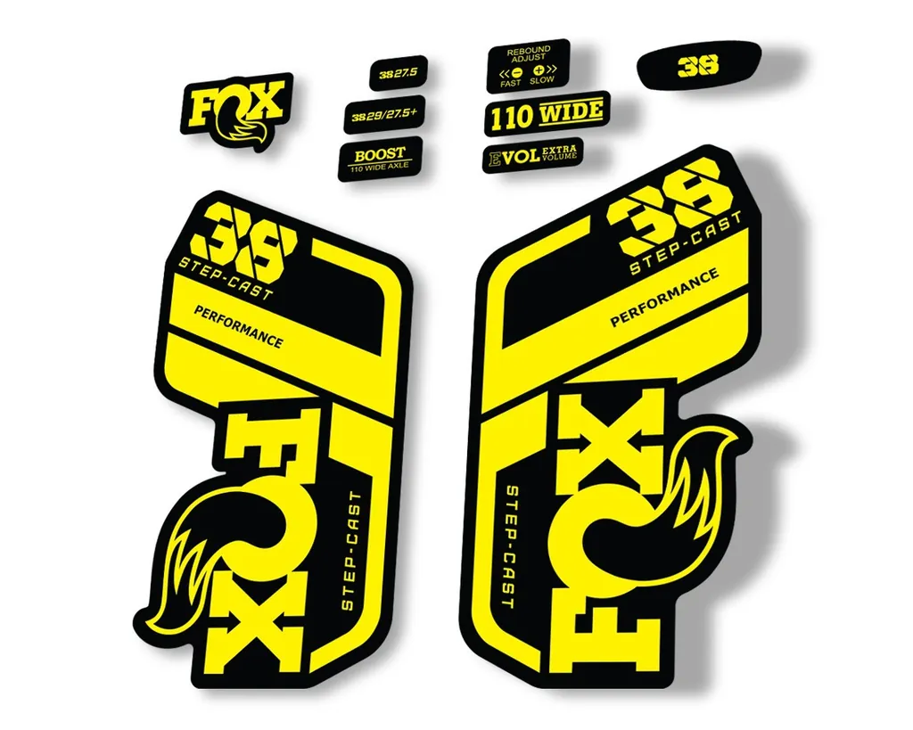 FOX 38 Step Cast SC 2021 Performance Fork Decals Suspension Sticker Yellow