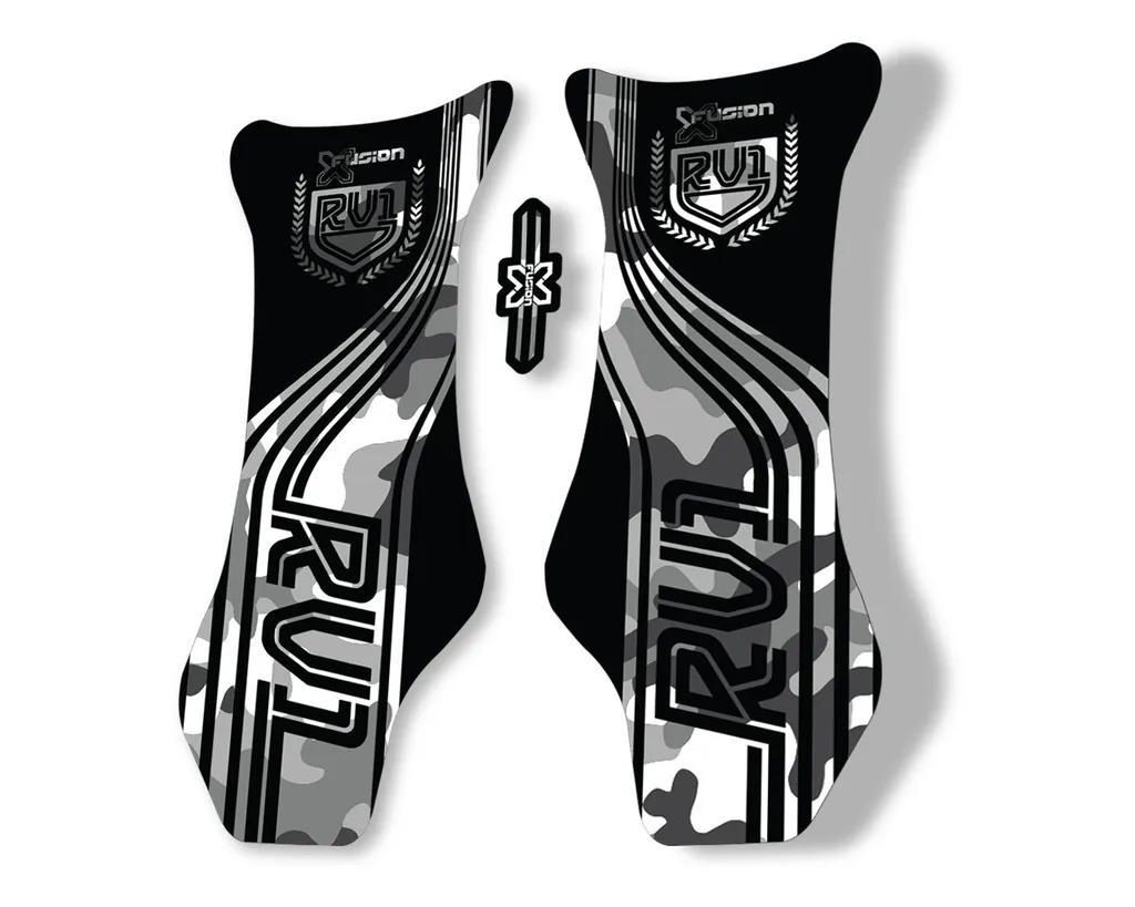 X Fusion RV1 2018 Front Shock Suspension Sticker Factory Decal White Camo