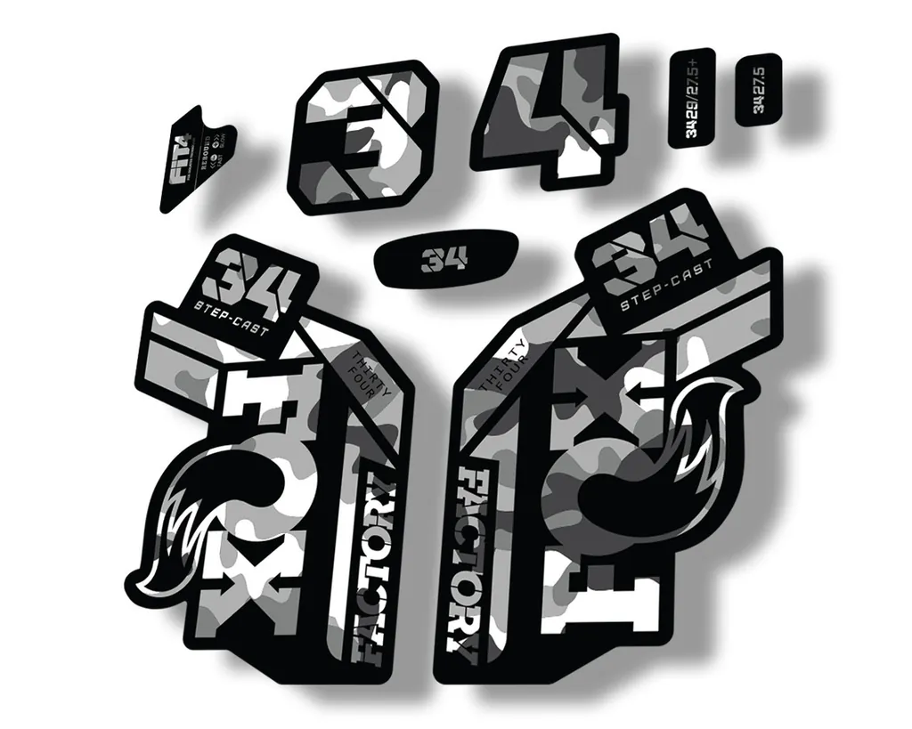 FOX 34 Step Cast SC 2021 Factory Fork Decals Suspension Sticker White Camo